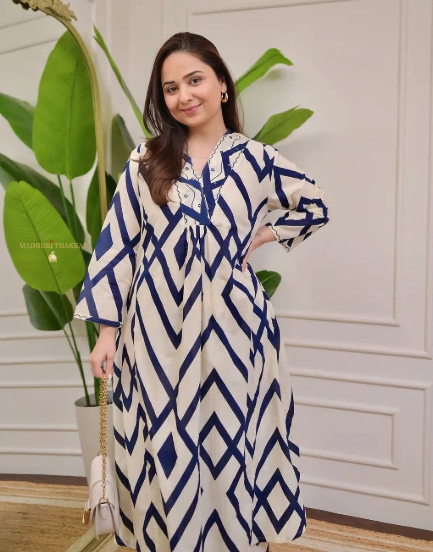 Elegant Blue Ivory Printed Kurta Set